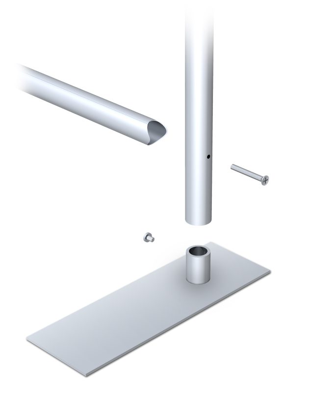INNER SUPPORT BUSHING ENSURES THE STRUCTURAL INTEGRITY OF THE 4 X 18 STEEL BASE.