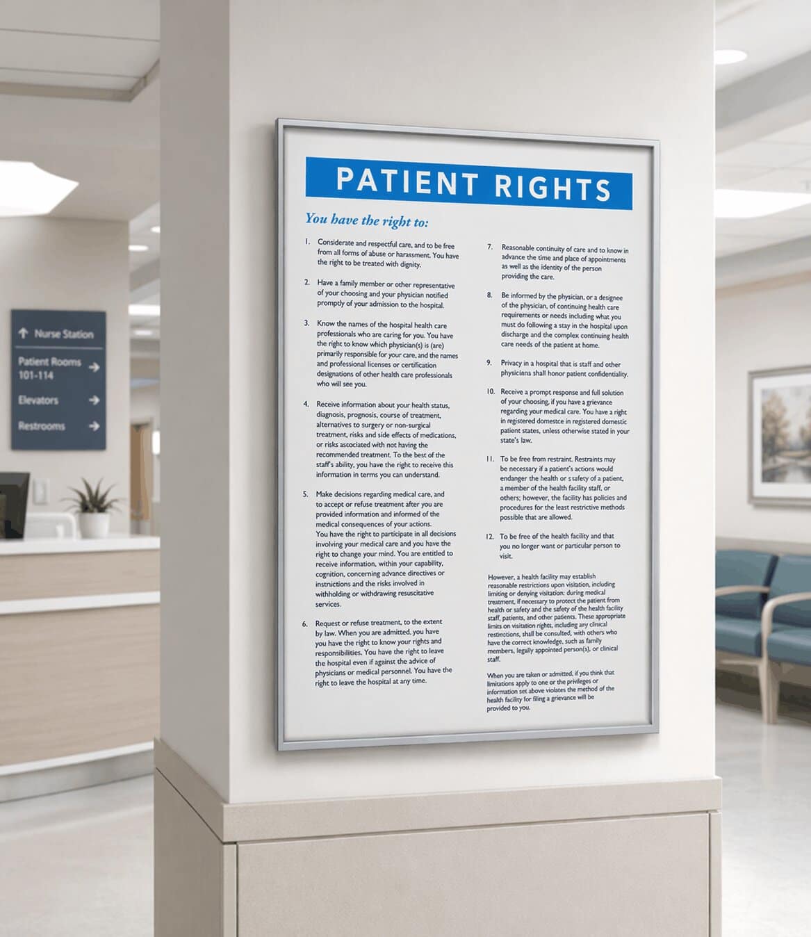 hospital patient rights sign